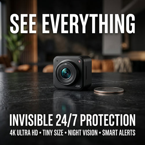 InvisiGuard 4K Mini Camera on a dark surface