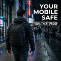 UrbanSafe Anti-Theft Smart Backpack in a city at night